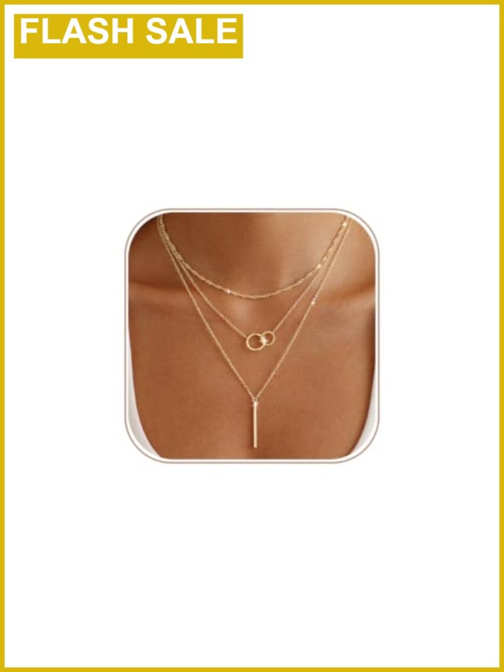 14K Gold Plated Layered Necklaces Set Dainty Stack